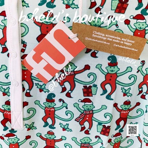 Roller Rabbit Monkey Mas Pajamas in Mint Green Size X-Small (XS) Brand New NWT - Picture 4 of 16